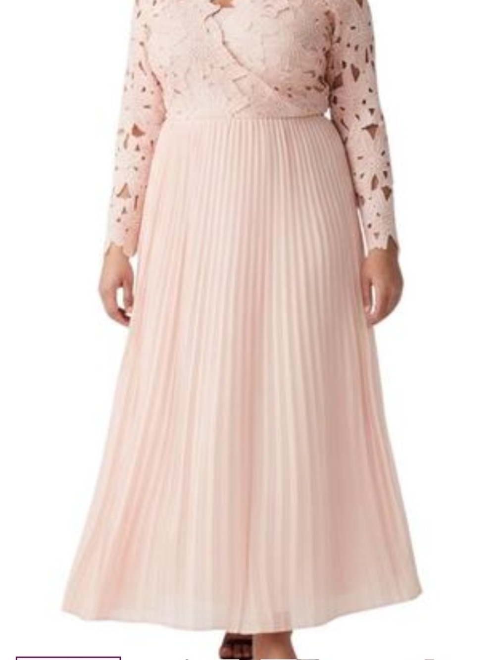 Eloquii Blush Lace Bodice Pleated Maxi Dress